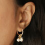 Daisy Pearl And Bee Charm Hoop Earrings In Gold Plating, thumbnail 5 of 8