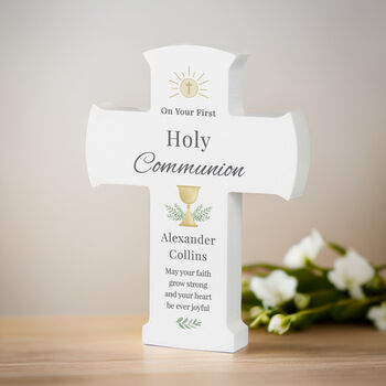Personalised Holy Communion Cross Wooden Ornament, 3 of 5