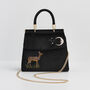 Deer And Moon Embroidered Black Velvet Tote, thumbnail 1 of 7