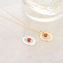 Halo Birthstone Necklace Carnelian July In Silver, thumbnail 1 of 6