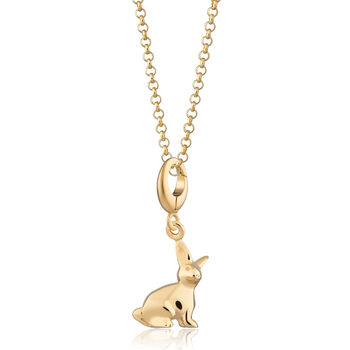 18ct Gold Rabbit Charm Necklace, 2 of 6