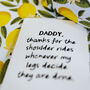 Personalised Funny “Shoulder Rides” Daddy/Mummy Card, thumbnail 3 of 7
