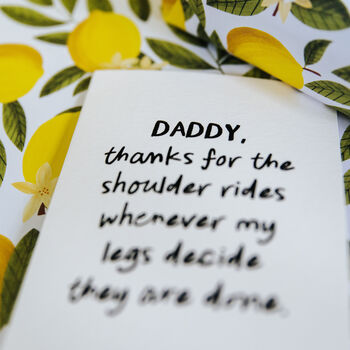 Personalised Funny “Shoulder Rides” Daddy/Mummy Card, 3 of 7
