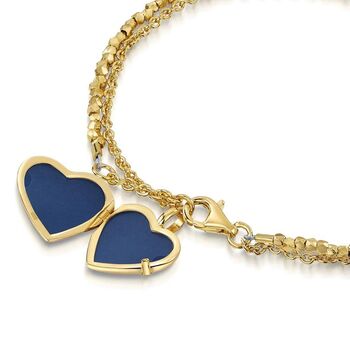 18 K Gold Plated Nugget Heart Locket Bracelet, 4 of 5