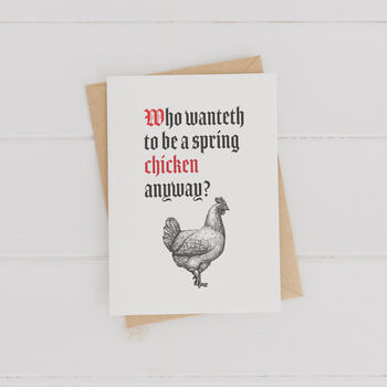 'Spring Chicken' Funny Getting Old Birthday Card, 2 of 3
