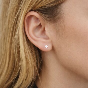 Micro Sterling Silver Disc Stud Earrings – 3mm, 3 of 5