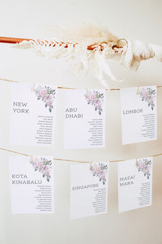 Wedding Seating Plan Cards Pink Lilac Floral, 5 of 7