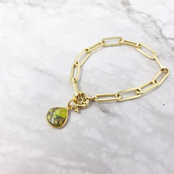 18ct Gold Plated Peridot August Birthstone Bracelet, 2 of 5
