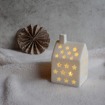 Ceramic Starry House With LED Mantle Ornament, 3 of 4