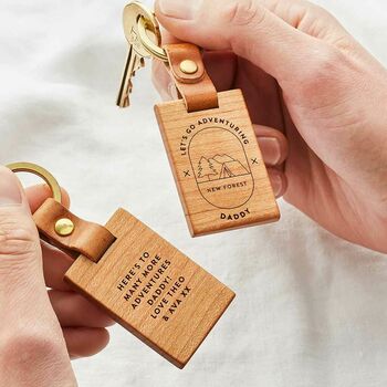 'Let's Go Adventuring' Personalised Wooden Keyring, 2 of 5