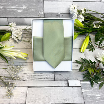 Dusty Sage Wedding Tie Set, 7 of 10