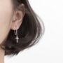 Sterling Silver Cross Dangle Stud Earrings, thumbnail 2 of 6