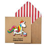 Handmade Magical Rainbow Unicorn Christmas Card, thumbnail 1 of 5