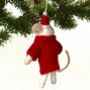 Felt Mouse In Hand Knit Snowflake Jumper Tree Decor, thumbnail 3 of 3