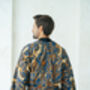Royal Blue Men's Full Length Batik Kimono Robe, thumbnail 5 of 5