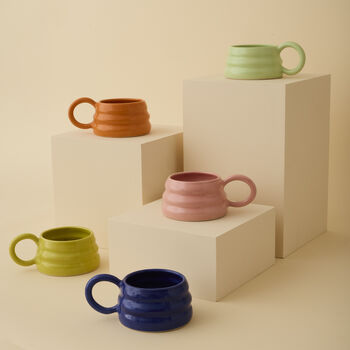 Chartreuse Handmade Wavy Ceramic Mug, 5 of 6