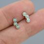 Sterling Silver Tiny Green Opal Trio Stud Earrings, thumbnail 9 of 11