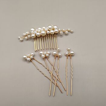 Pearl Bridal Hair Comb And Pin Set, 2 of 5