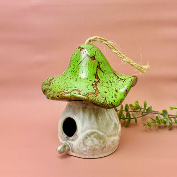 Mushroom Ceramic Bird House And Bird Feeder Garden Gift, 7 of 10