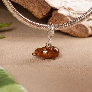 Enamelled Sterling Silver Hedgehog Charm, 4 of 11