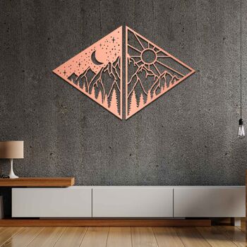 Day And Night Triangular Wall Art Wooden Decor, 5 of 9