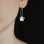 Large Silver Blossom Long Earrings, thumbnail 2 of 3