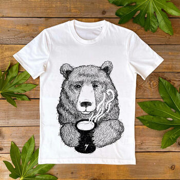 Cuppa Bear Men's Organic T Shirt, 3 of 6