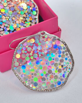 Large Disco Necklace With Silver Sparkles, 7 of 8