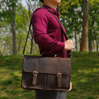 Worn Look Genuine Leather Briefcase By EAZO | notonthehighstreet.com