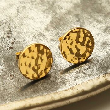 Sterling Silver Hammered Disc Studs, 7 of 11