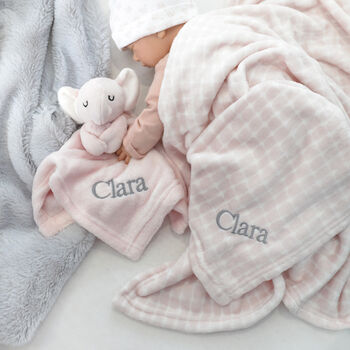 Personalised Pink Elephant Comforter And Blanket Set, 9 of 12