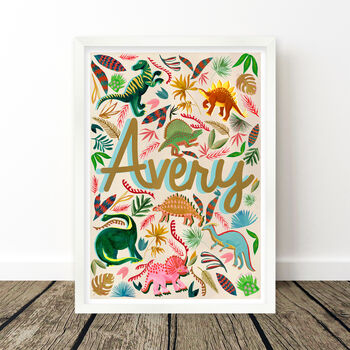 Blue And Gold Dinosaur Name Print, 8 of 9