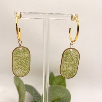 Green Botanical Drop Statement Earrings For Her, 6 of 11
