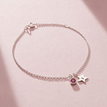 Birthstone And Initial Star Charm Bracelet, 5 of 8