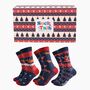 Men's Bamboo Socks Gift Box Festive Highland Cows, thumbnail 1 of 4