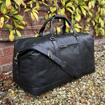Large Black Genuine Leather Holdall, Travel Bag, 7 of 7