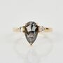 18ct Gold Pear Salt And Pepper Diamond Engagement Ring, thumbnail 2 of 5