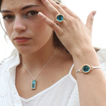 Turquoise Reef Large Drop Sterling Silver Pendant, 4 of 8