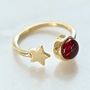 Gold Plated Star And Birthstone Adjustable Ring, thumbnail 1 of 10