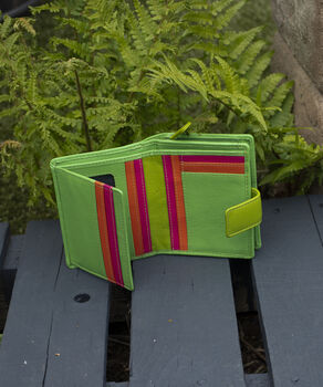 Personalised Green Small Multi Colour Leather Purse Rfid Protected, 4 of 10