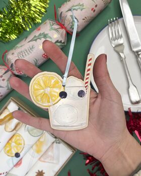 Gin And Tonic Wooden Christmas Tree Decoration, 3 of 3