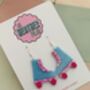Blue And Pink Roller Skate Earrings / Disco Ball Sparkle Jewellery Skating Gift / Skate Lover Gift / 80s Disco Aesthetic Jewellery, thumbnail 2 of 5