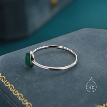 Sterling Silver Green Onyx Oval Ring, 4 of 12