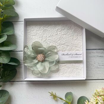 Personalised Wedding Day Card With Flower. Various Colours, 4 of 6