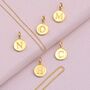 Sterling Silver Or Gold Initial Letter Disc Charms, thumbnail 5 of 6