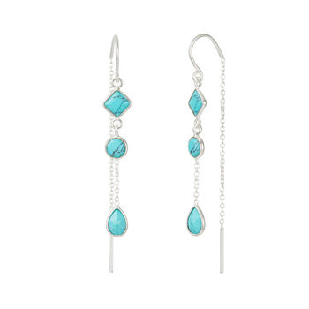 Drop In The Ocean Turquoise Silver Threader Earrings, 2 of 7
