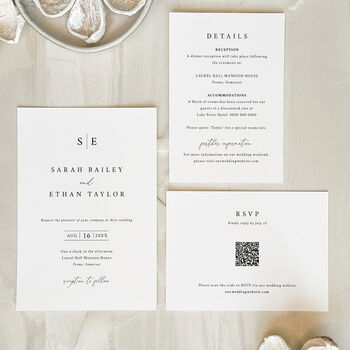 Classic Monogram Wedding Invitation, 3 of 7