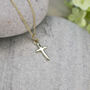 Mini Cross Necklace In 14ct Gold, thumbnail 1 of 5