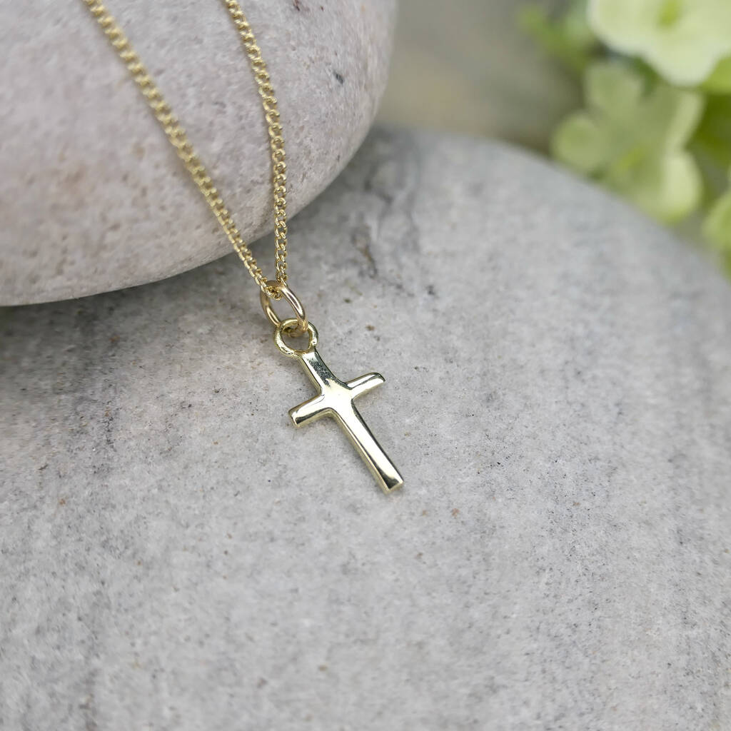 Mini Cross Necklace In 14ct Gold, 1 of 5