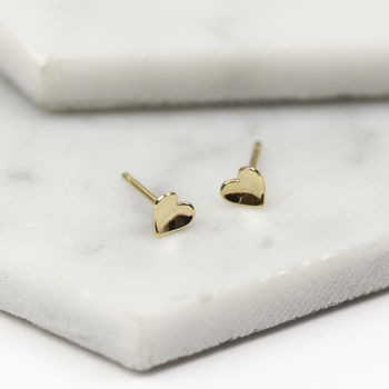 Handmade Solid Gold Mini Concave Heart Studs, 2 of 5